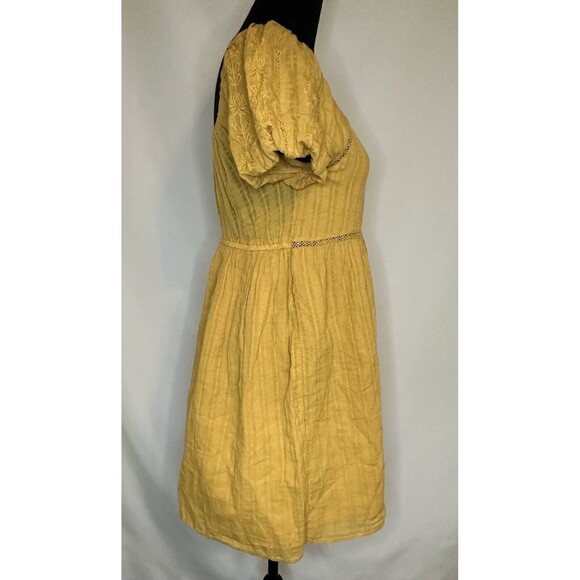 AMERICAN EAGLE AE Puff Sleeve Mustard Yellow Babydoll Mini Dress SIZE‎ XS NWT - Picture 6 of 13